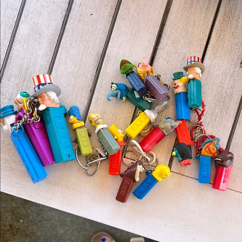 Colorful Pez Dispenser Keychains Set